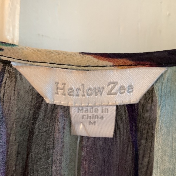 Harlow Zee sheer embellished abstract print blouse, size Medium - Picture 6 of 7